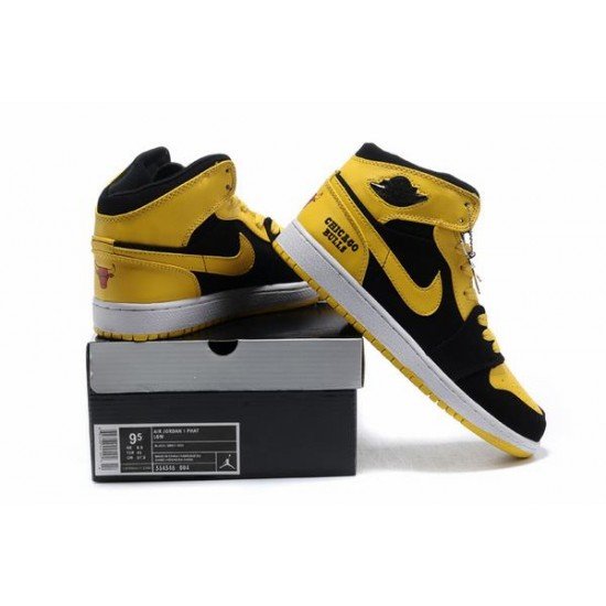 Air Jordan I (1) Retro Black Yellow White-129