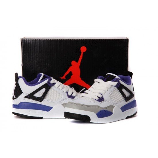 Air Jordan IV (4)  Kids White gray blue