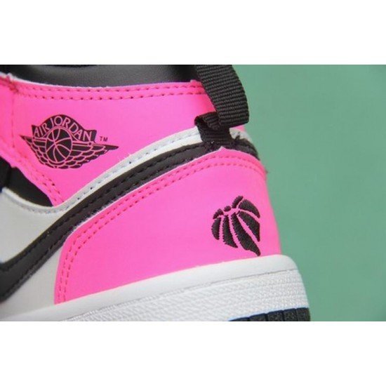 Air Jordan I (1) top Kids black/white/pink