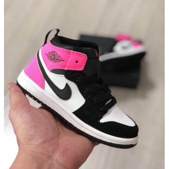 Air Jordan I (1) top Kids black/white/pink