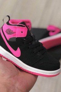 Air Jordan I (1) top Kids bldck pink