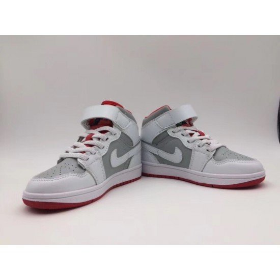 Air Jordan I (1) top Kids White gray red