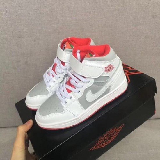 Air Jordan I (1) top Kids White gray red