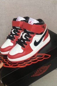 Air Jordan I (1) top  Kids whit red black