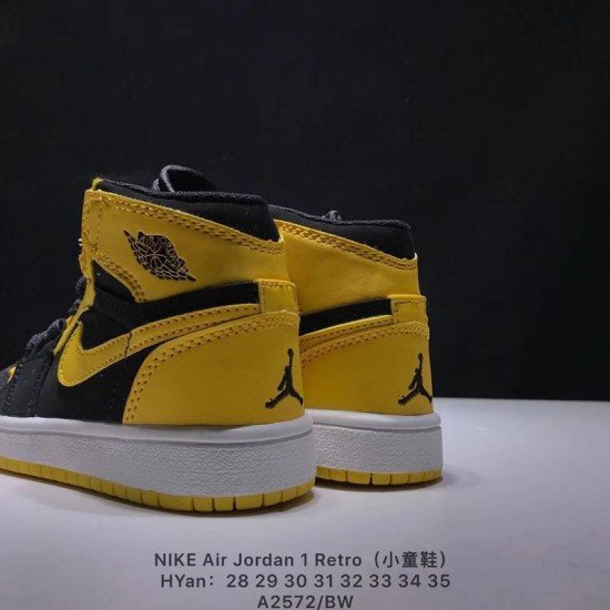 Air Jordan I (1) Kids white black yellow