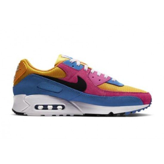 Air Max 90 Yellow, rose red and blue