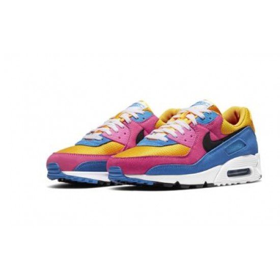 Air Max 90 Yellow, rose red and blue