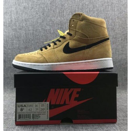 Air Jordan 1 Wheat Black Hook Full-layer cowhide