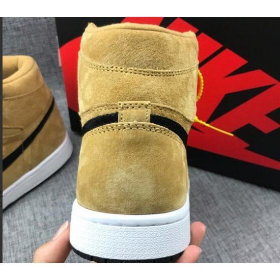 Air Jordan 1 Wheat Black Hook Full-layer cowhide