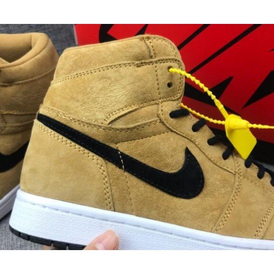 Air Jordan 1 Wheat Black Hook Full-layer cowhide