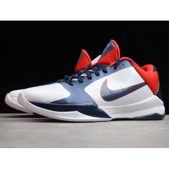 Kobe 5 US Team White Blue Red